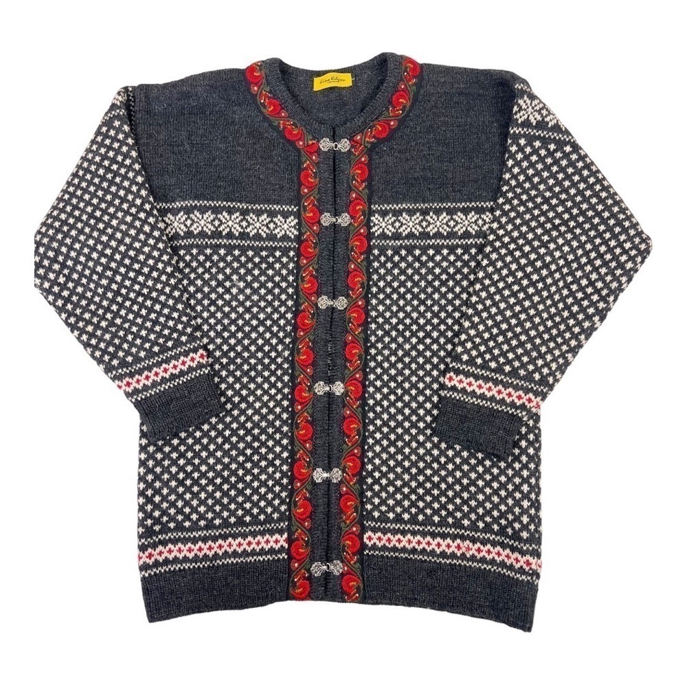 Kiina Kilgren Stockholm Cardigan Sweater Wool Fair Isle Embroidered Large